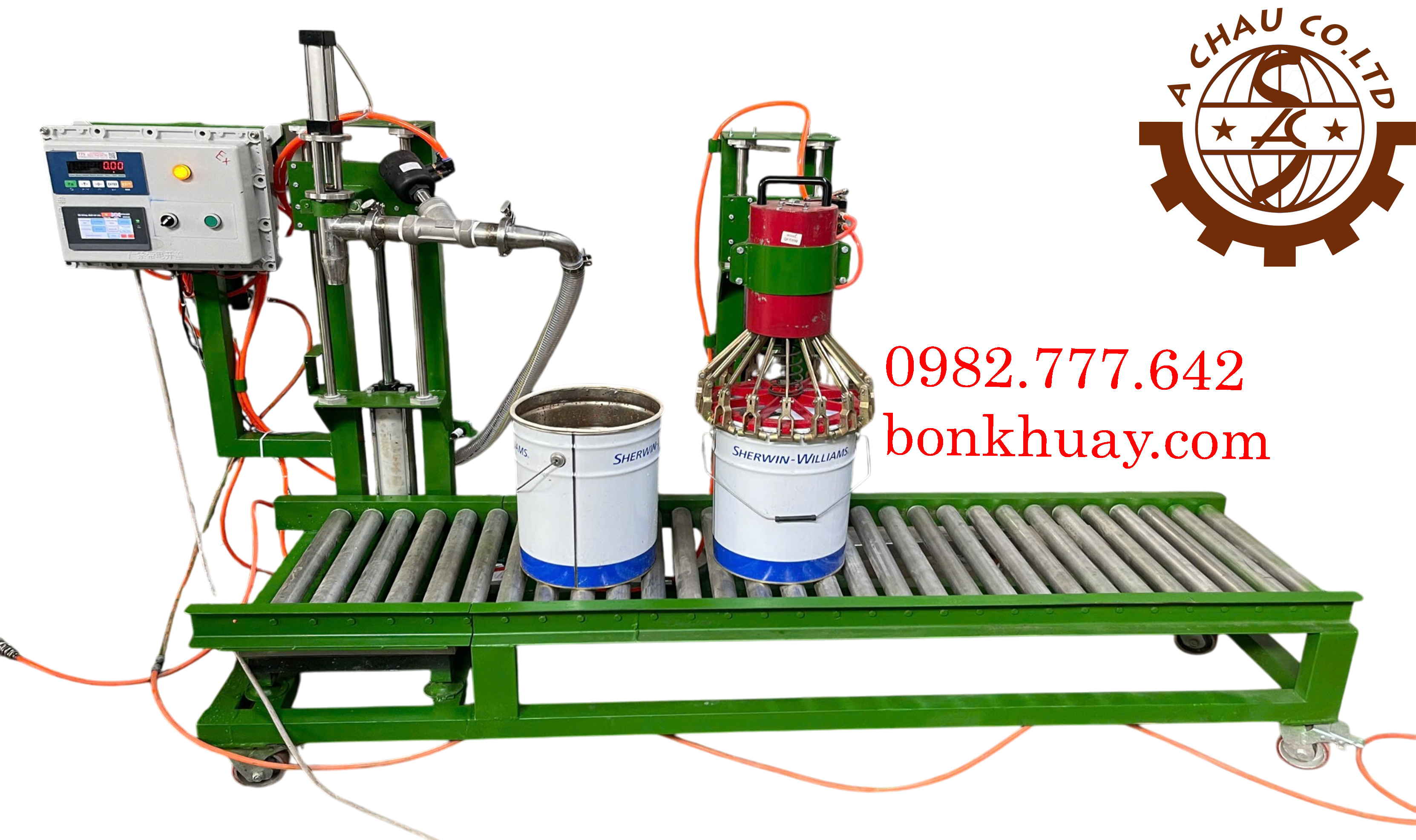Máy chiết rót kết hợp đóng nắp tự động