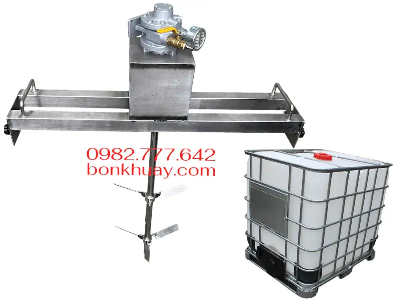 M&aacute;y khuấy c&ocirc;ng nghiệp g&aacute; ngang th&ugrave;ng ibc 1000 l&iacute;t